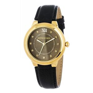 DEVOTA & LOMBA Black Leather Dress Women's Watch